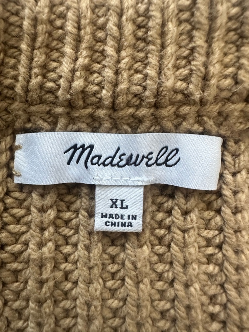 Madewell Sweater Shirttail Cardigan Sweater Single Button Front Knit Tan Sz XL - Picture 7 of 12